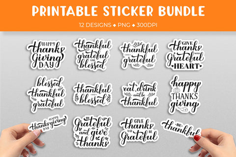 Thanksgiving quotes sticker bundle. Printable stickers Sublimation LaBelezoka 