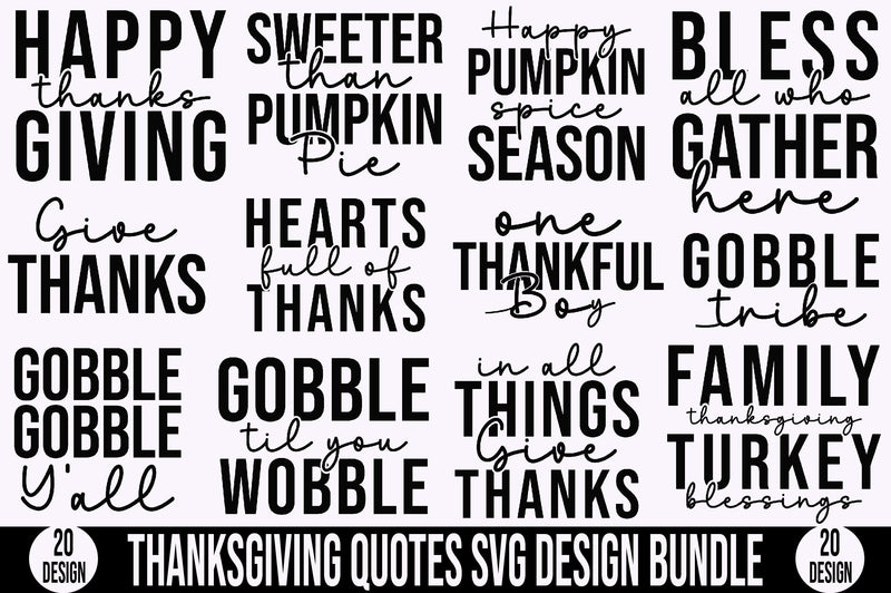 Thanksgiving Quotes Svg Design Bundle SVG SVGista 