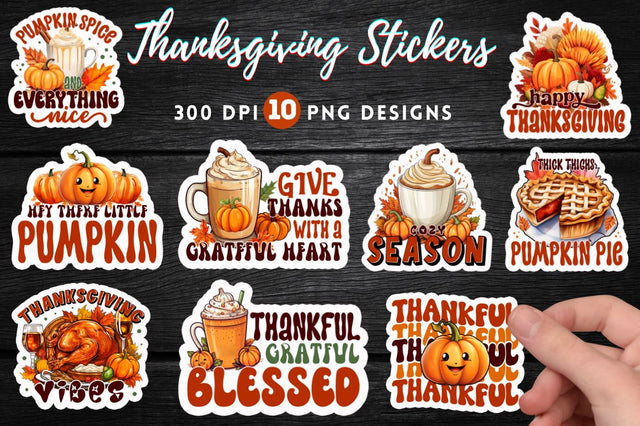 Thanksgiving Retro Stickers Bundle Sublimation Regulrcrative 