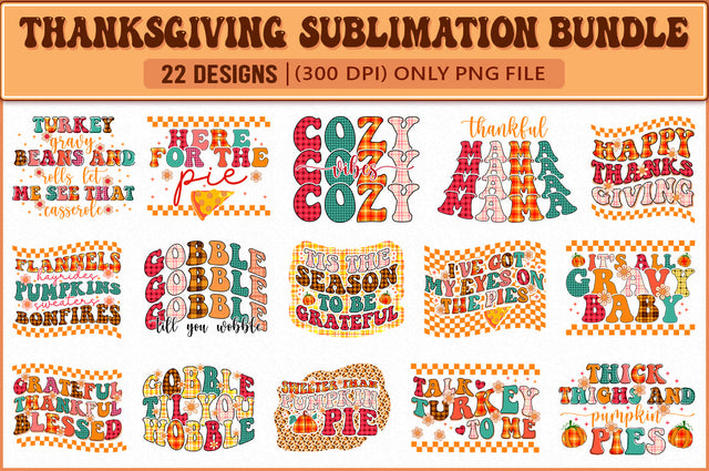 Thanksgiving Retro Sublimation Bundle, Thanksgiving Sublimation Bundle SVG Shetara Begum 