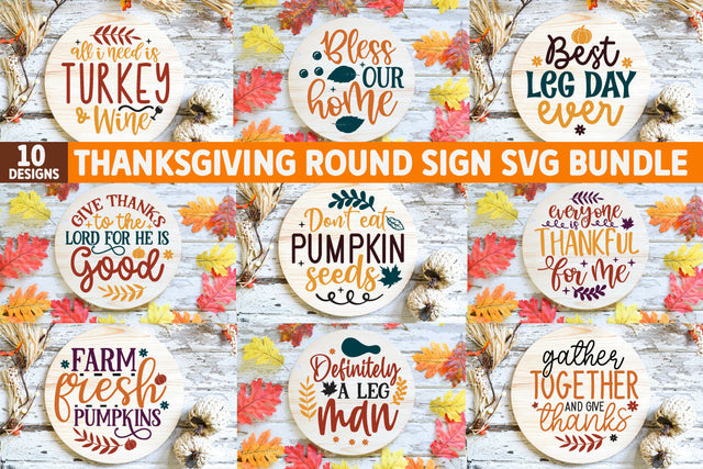 Thanksgiving Round Sign SVG Bundle SVG akazaddesign 