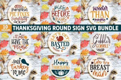 Thanksgiving Round Sign SVG Bundle SVG akazaddesign 