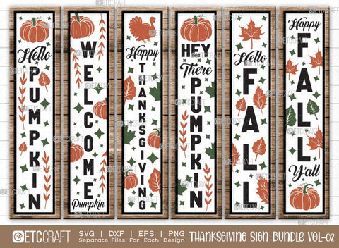 Thanksgiving Sign Bundle Vol-02 | Hello Pumpkin Svg | Welcome Pumpkin Svg | Happy Thanksgiving Svg | Hello Fall Svg | Hey There Pumpkin Svg | Thanksgiving Wood Sign Design SVG ETC Craft 