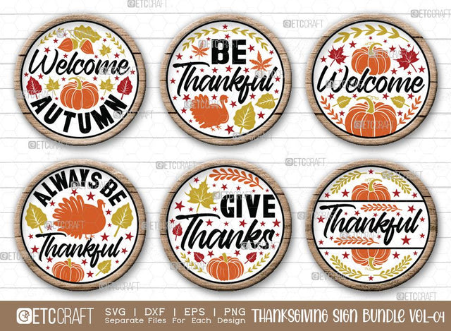 Thanksgiving Sign Bundle Vol-04 | Welcome Autumn Svg | Be Thankful Svg | Always Be Thankful Svg | Thankful Svg | Give Thanks Svg | Thanksgiving Sign Design SVG ETC Craft 