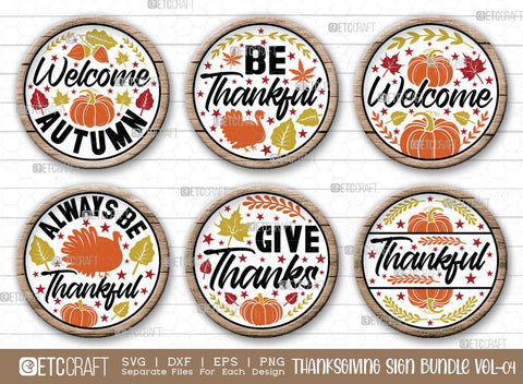 Thanksgiving Sign Bundle Vol-04 | Welcome Autumn Svg | Be Thankful Svg | Always Be Thankful Svg | Thankful Svg | Give Thanks Svg | Thanksgiving Sign Design SVG ETC Craft 