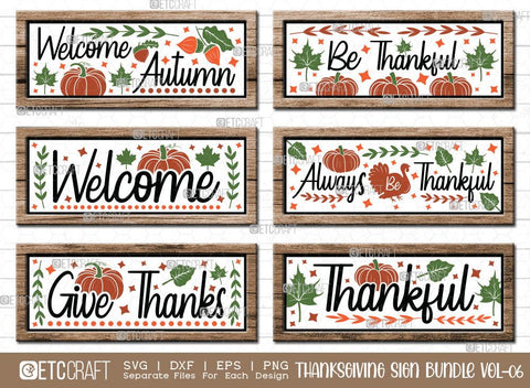 Thanksgiving Sign Bundle Vol-06 | Welcome Autumn Svg | Be Thankful Svg | Always Be Thankful Svg | Thankful Svg | Give Thanks Svg | Thanksgiving Sign Design SVG ETC Craft 