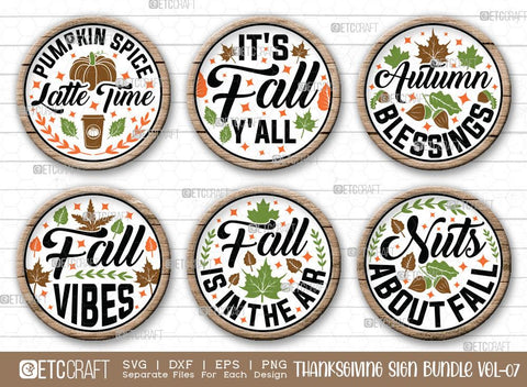 Thanksgiving Sign Bundle Vol-07 | Pumpkin Spice Latte Time Svg | It's Fall Y'all Svg | Autumn Blessings Svg | Fall Vibes Svg | Fall Is In The Air Svg | Thanksgiving Sign Design SVG ETC Craft 
