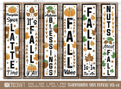 Thanksgiving Sign Bundle Vol-08 | Pumpkin Spice Latte Time Svg | It's Fall Y'all Svg | Autumn Blessings Svg | Fall Vibes Svg | Fall Is In The Air Svg | Thanksgiving Sign Design SVG ETC Craft 