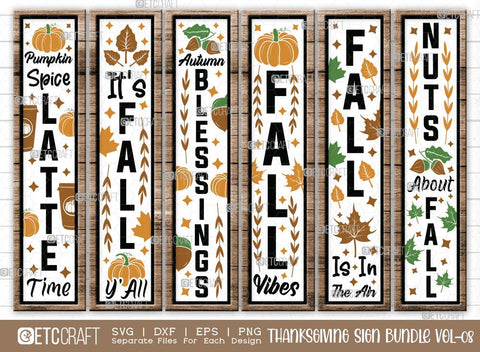 Thanksgiving Sign Bundle Vol-08 | Pumpkin Spice Latte Time Svg | It's Fall Y'all Svg | Autumn Blessings Svg | Fall Vibes Svg | Fall Is In The Air Svg | Thanksgiving Sign Design SVG ETC Craft 