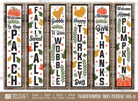 Thanksgiving Sign Bundle Vol-12 | Welcome Home Pumpkin Svg | Always Give Thanks Svg | Happy Turkey Day Svg | Gobble Til You Wobble Svg | Thanksgiving Sign Design SVG ETC Craft 