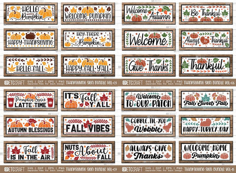 Thanksgiving Sign Mega Bundle | Vol-01 | Fall SVG Bundle | Pumpkin Bundle | Thanksgiving Quotes Svg | Autumn Svg | Farm Fresh Svg | Thanksgiving Wood Sign Design SVG ETC Craft 