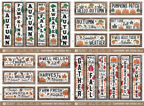 Thanksgiving Sign Mega Bundle | Vol-01 | Fall SVG Bundle | Pumpkin Bundle | Thanksgiving Quotes Svg | Autumn Svg | Farm Fresh Svg | Thanksgiving Wood Sign Design SVG ETC Craft 