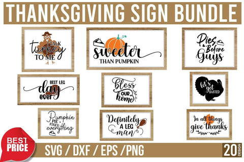 Thanksgiving Sign SVG Bundle.Fall svg bundle, pumpkin svg, autumn svg, SVG Designangry 