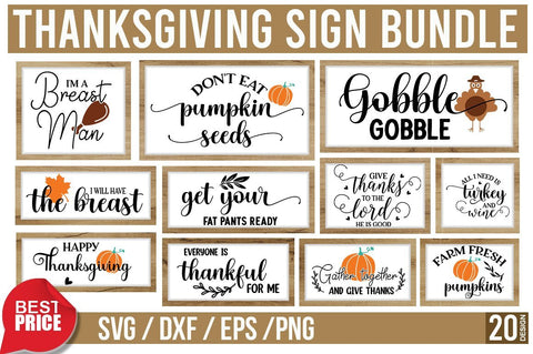 Thanksgiving Sign SVG Bundle.Fall svg bundle, pumpkin svg, autumn svg, SVG Designangry 