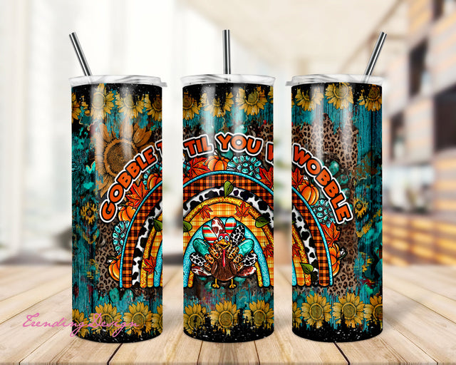 Thanksgiving Skinny Tumbler, Turkey Tumbler, Insulated Stainless Steel Tumbler, Custom Water Bottle Sublimation TrendingDesign 
