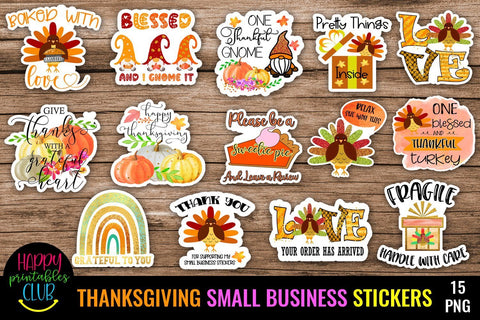 Thanksgiving Small Business Stickers Bundle- Packaging Label SVG Happy Printables Club 