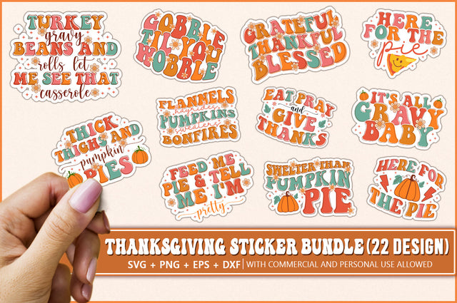 Thanksgiving Sticker Bundle, Retro groovy Stickers SVG Shetara Begum 