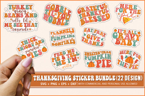 Thanksgiving Sticker Bundle, Retro groovy Stickers SVG Shetara Begum 