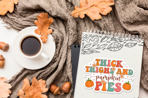 Thanksgiving Sticker Bundle, Retro groovy Stickers SVG Shetara Begum 