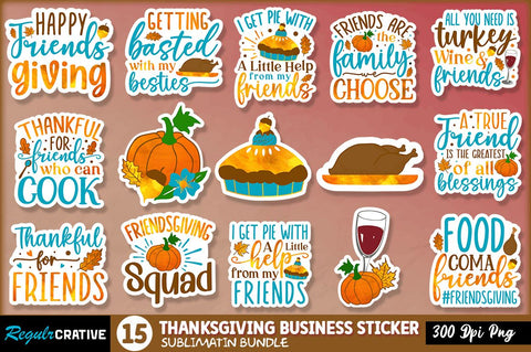 Thanksgiving Stickers Png Bundle Sublimation Regulrcrative 