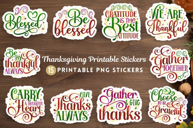 Thanksgiving Stickers png Bundle Sublimation Regulrcrative 