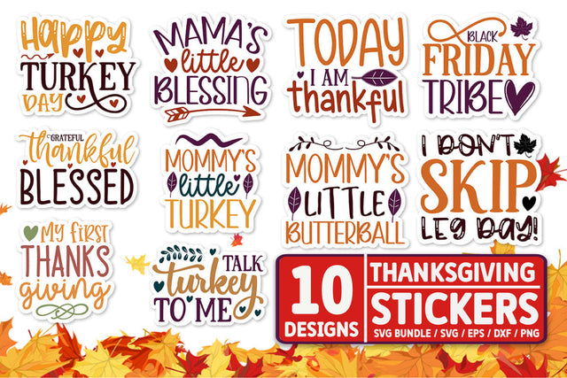 Thanksgiving Stickers SVG Bundle SVG akazaddesign 