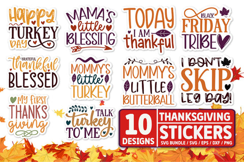 Thanksgiving Stickers SVG Bundle SVG akazaddesign 