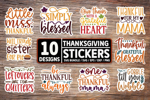 Thanksgiving Stickers SVG Bundle SVG akazaddesign 
