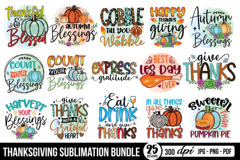 Thanksgiving Sublimation Bundle Sublimation CraftLabSVG 