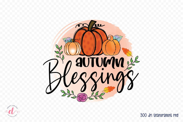 Thanksgiving Sublimation Design - Autumn Blessings PNG Sublimation CraftLabSVG 