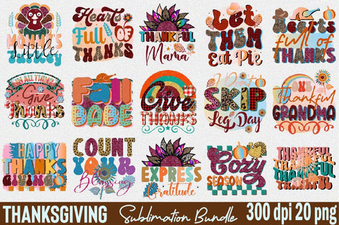 Thanksgiving Sublimation Design Bundle Sublimation SVGArt 