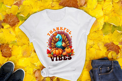 Thanksgiving Sublimation Design, Thankful Vibes Sublimation CraftLabSVG 