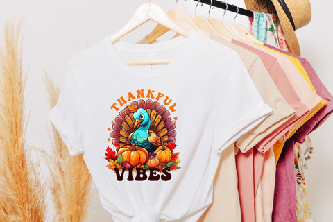 Thanksgiving Sublimation Design, Thankful Vibes Sublimation CraftLabSVG 