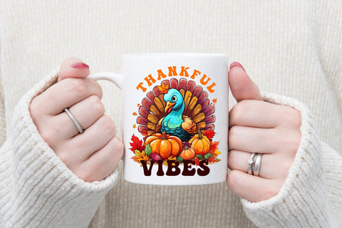 Thanksgiving Sublimation Design, Thankful Vibes Sublimation CraftLabSVG 