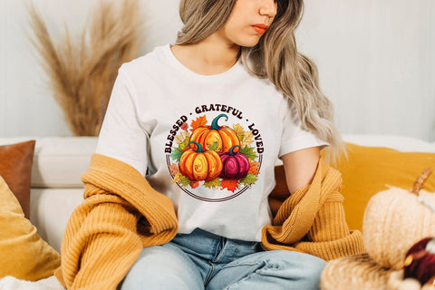 Thanksgiving Sublimation PNG - Blessed Grateful Loved Sublimation CraftLabSVG 