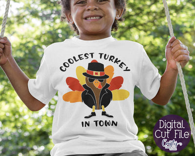 Thanksgiving Svg, Boy Turkey Svg, Coolest Turkey In Town SVG Crafty Mama Studios 