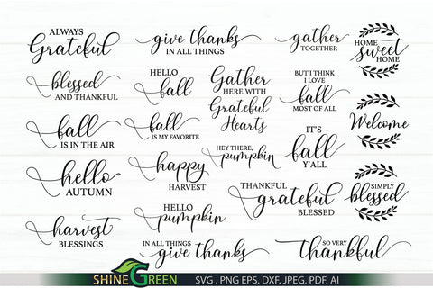 Thanksgiving SVG Bundle - 21 Fall Farmhouse Sign SVG Bundle SVG Shine Green Art 