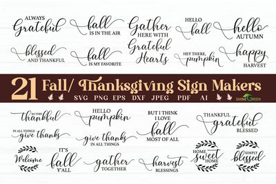 Thanksgiving SVG Bundle - 21 Fall Farmhouse Sign SVG Bundle SVG Shine Green Art 