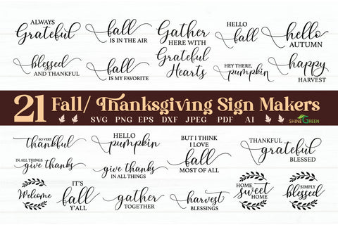 Thanksgiving SVG Bundle - 21 Fall Farmhouse Sign SVG Bundle SVG Shine Green Art 