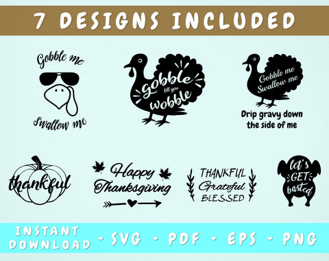 Thanksgiving SVG Bundle - 7 Designs SVG HappyDesignStudio 
