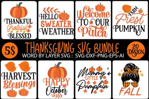 Thanksgiving SVG Bundle , Autumn SVG Bundle , Fall SVG Bundle SVG BlackCatsMedia 