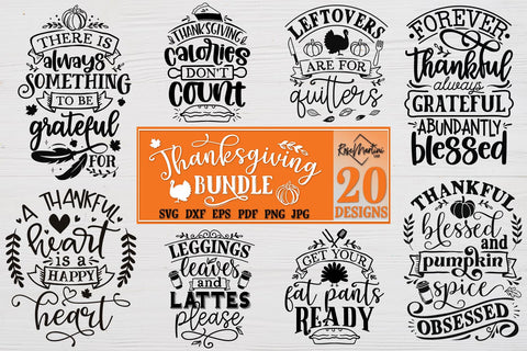 Thanksgiving SVG Bundle Of 20 Designs SVG file for cutting machines Cricut Silhouette SVG PNG Sublimation Thanksgiving svg SVG RoseMartiniDesigns 