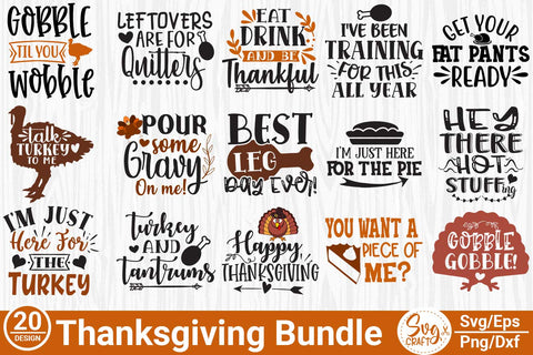 Thanksgiving SVG Bundle Of 20 Designs SVG file for cutting machines Cricut Silhouette SVG PNG Sublimation Thanksgiving svg SVG Svgcraft 