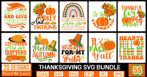 Thanksgiving Svg Bundle SVG Cut File SVGs,Quotes and Sayings,Food & Drink,On Sale, Print & Cut SVG DesignPlante 503 
