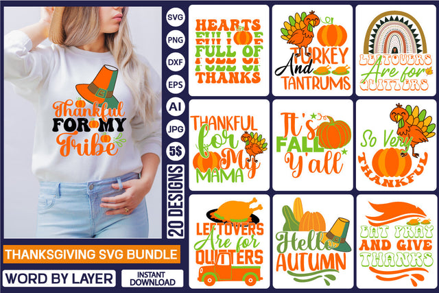 Thanksgiving Svg Bundle SVG Cut File SVGs,Quotes and Sayings,Food & Drink,On Sale, Print & Cut SVG DesignPlante 503 