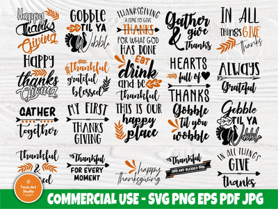 Thanksgiving SVG Bundle, Thankful Svg, Blessed Svg SVG TonisArtStudio 