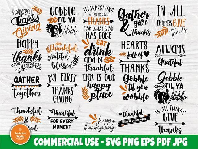 Thanksgiving SVG Bundle, Thankful Svg, Blessed Svg SVG TonisArtStudio 