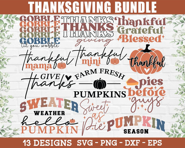 Thanksgiving SVG Bundle - Thanksgiving Shirt SVG, Fall SVG, Autumn SVG, Funny Thanksgiving SVG, Thanksgiving PNG SVG GraphicsTreasures 