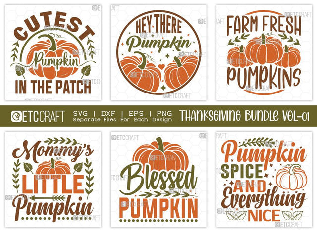 Thanksgiving SVG Bundle Vol-1 | Pumpkin Svg | Autumn Svg | Fall Svg Bundle | Farm Fresh Svg | T-shirt Design SVG ETC Craft 