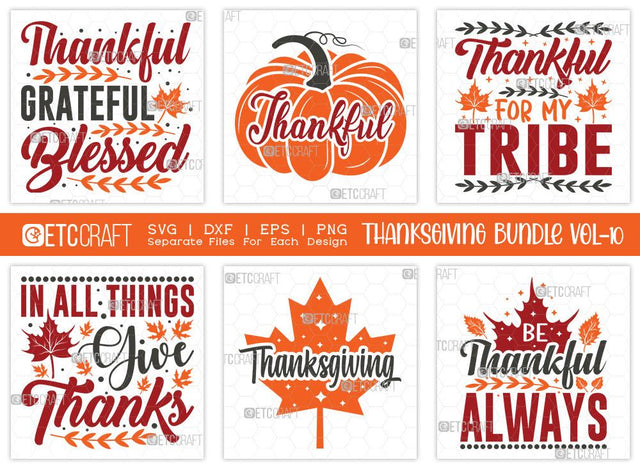 Thanksgiving SVG Bundle Vol-10 | Thankful Svg | Grateful Svg | Blessed Svg | Pumpkin Svg | Autumn Svg | Fall Svg Bundle | T-shirt Design SVG ETC Craft 